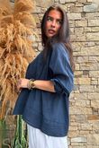 Prairie Pintuck Cotton Smock Navy